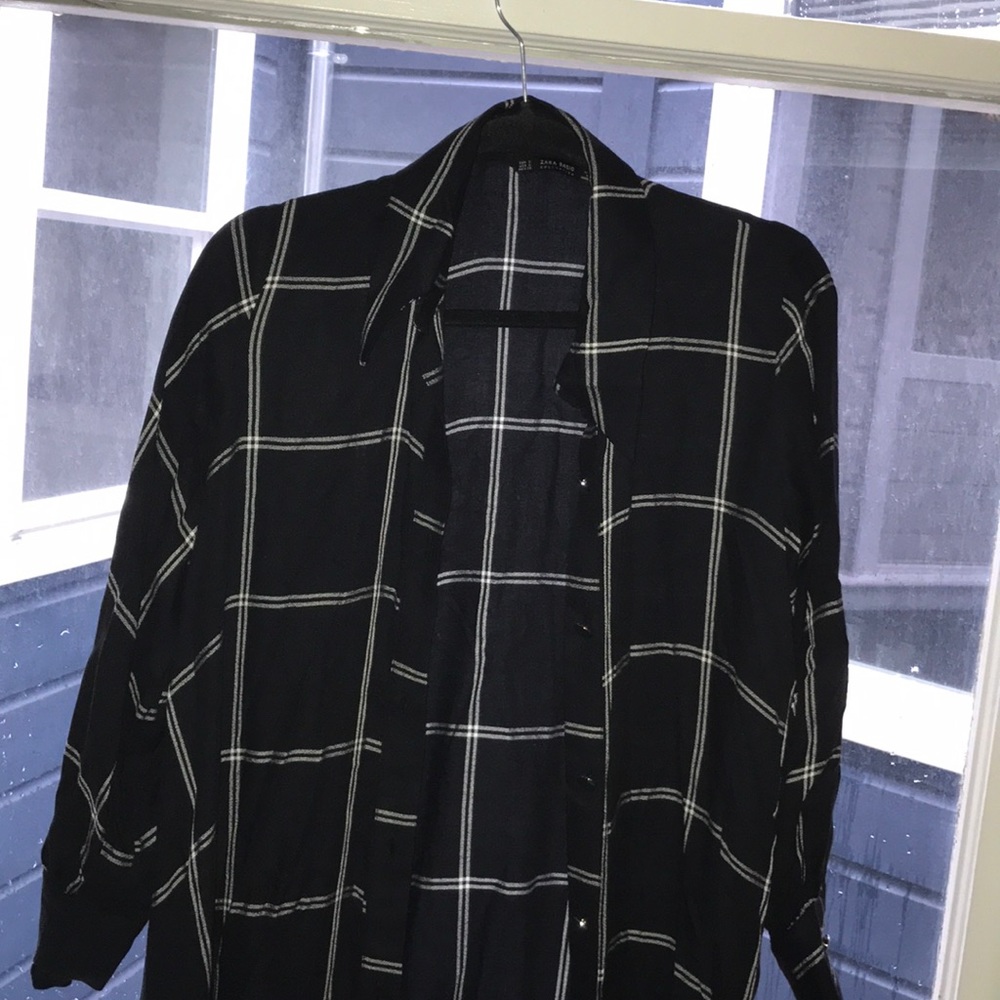 Zara dark striped long sleeve dress